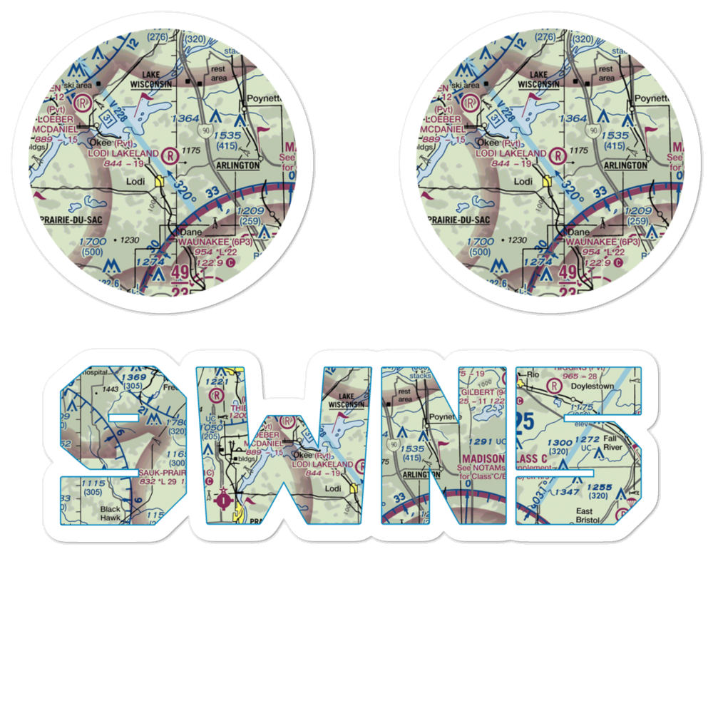 Lodi Lakeland Airport (9WN5) VFR Sectional Sticker Pack 