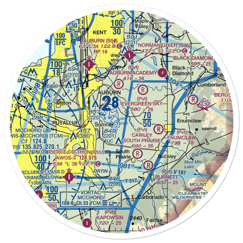 Albritton Airport (9WA7) VFR Sectional Sticker (30 mile) 