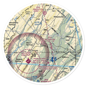Bath Alum Airport (9VA0) VFR Sectional Sticker (30 mile)