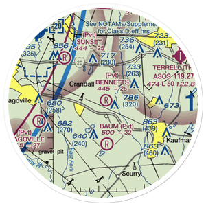 Bennetts Airport (9TX2) VFR Sectional Sticker (20 mile)