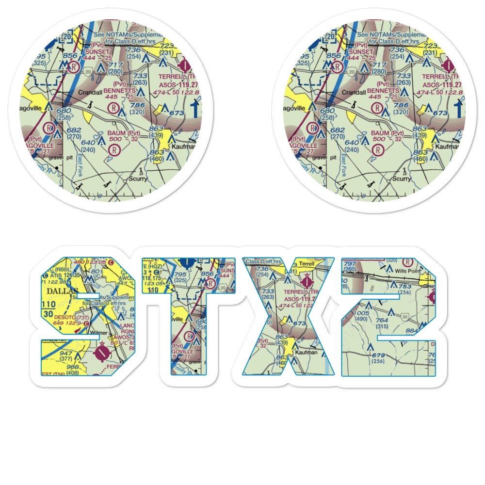 Bennetts Airport (9TX2) VFR Sectional Sticker Pack 