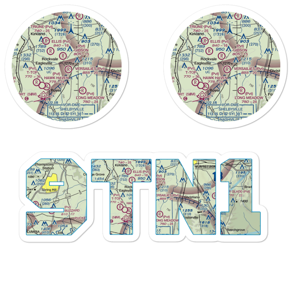 Versailles Aerodrome (9TN1) VFR Sectional Sticker Pack 