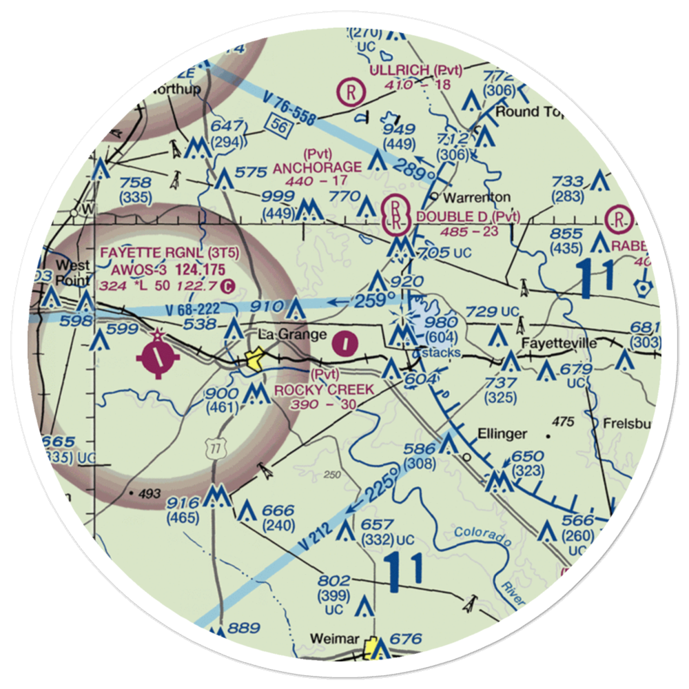 Rocky Creek Ranch Airport (9TE6) VFR Sectional Sticker (30 mile) 