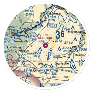 Keystone Airport (9PA7) VFR Sectional Sticker (20 mile)