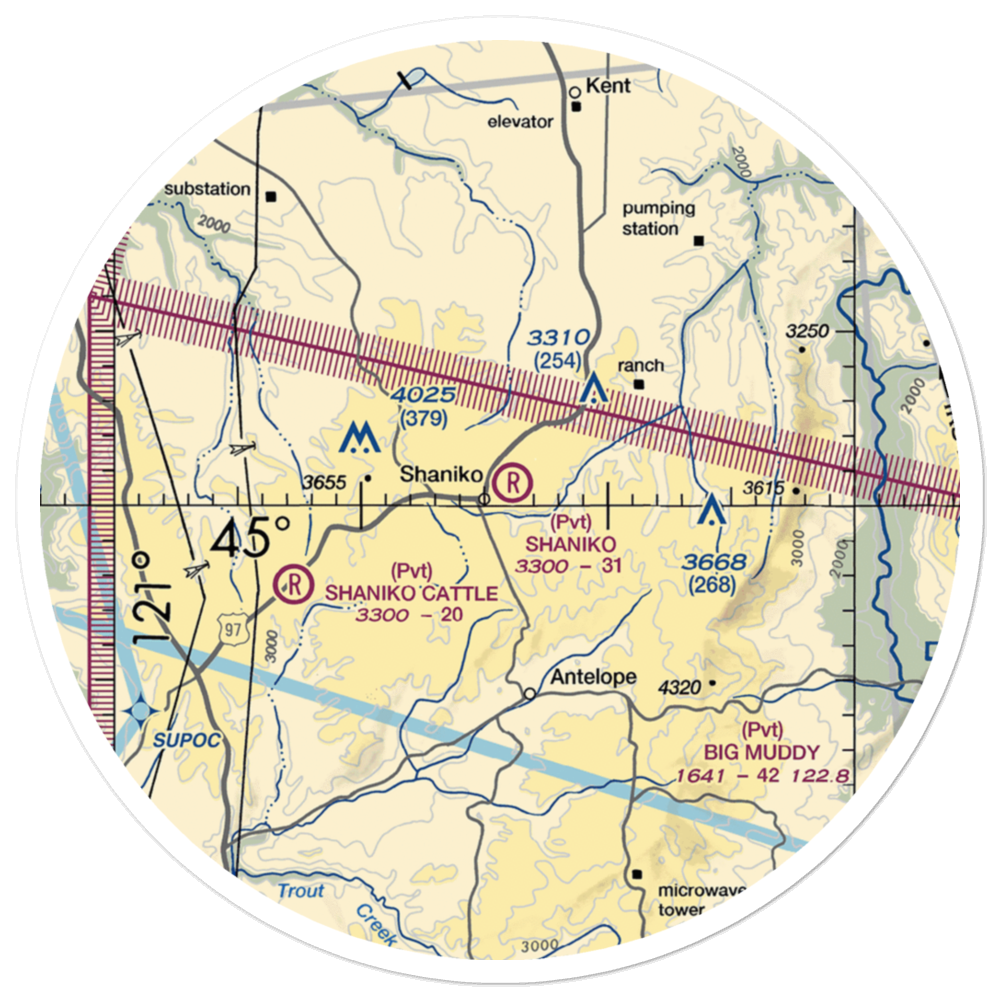 Shaniko Ranch Airport (9OR1) VFR Sectional Sticker (30 mile) 