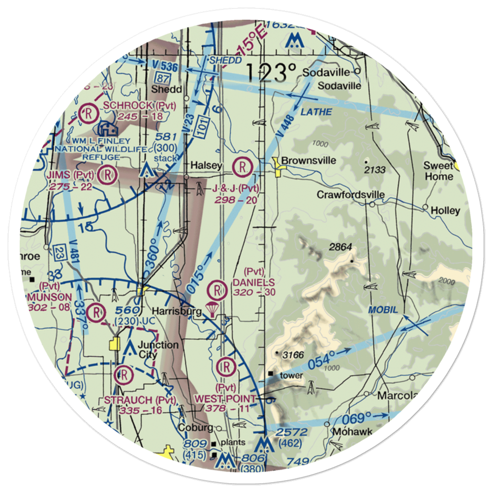 Lafferty Field (9OR0) VFR Sectional Sticker (30 mile) 