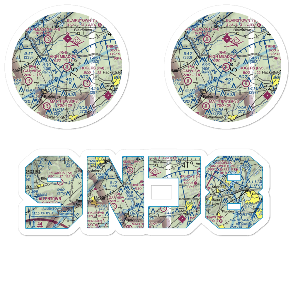 High Meadow Farms Airport (9NJ8) VFR Sectional Sticker Pack 