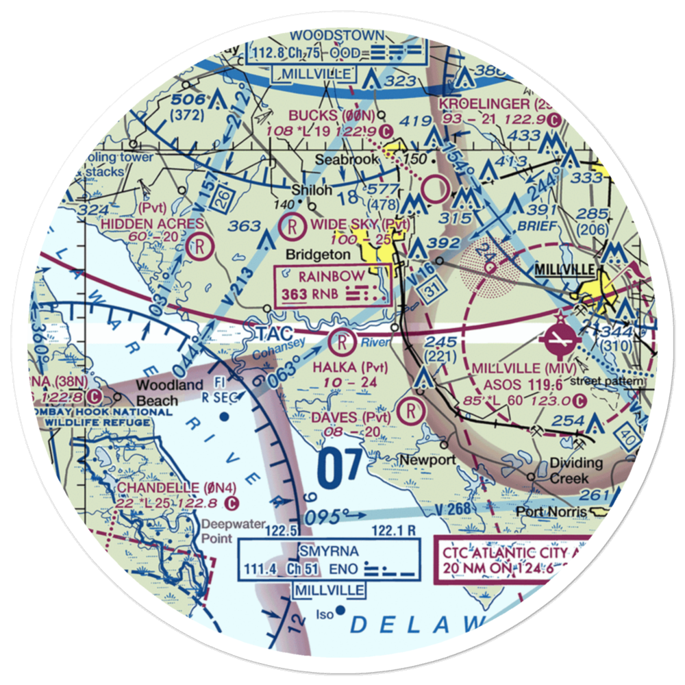 Halka Nurseries Airport (9NJ6) VFR Sectional Sticker (30 mile) 