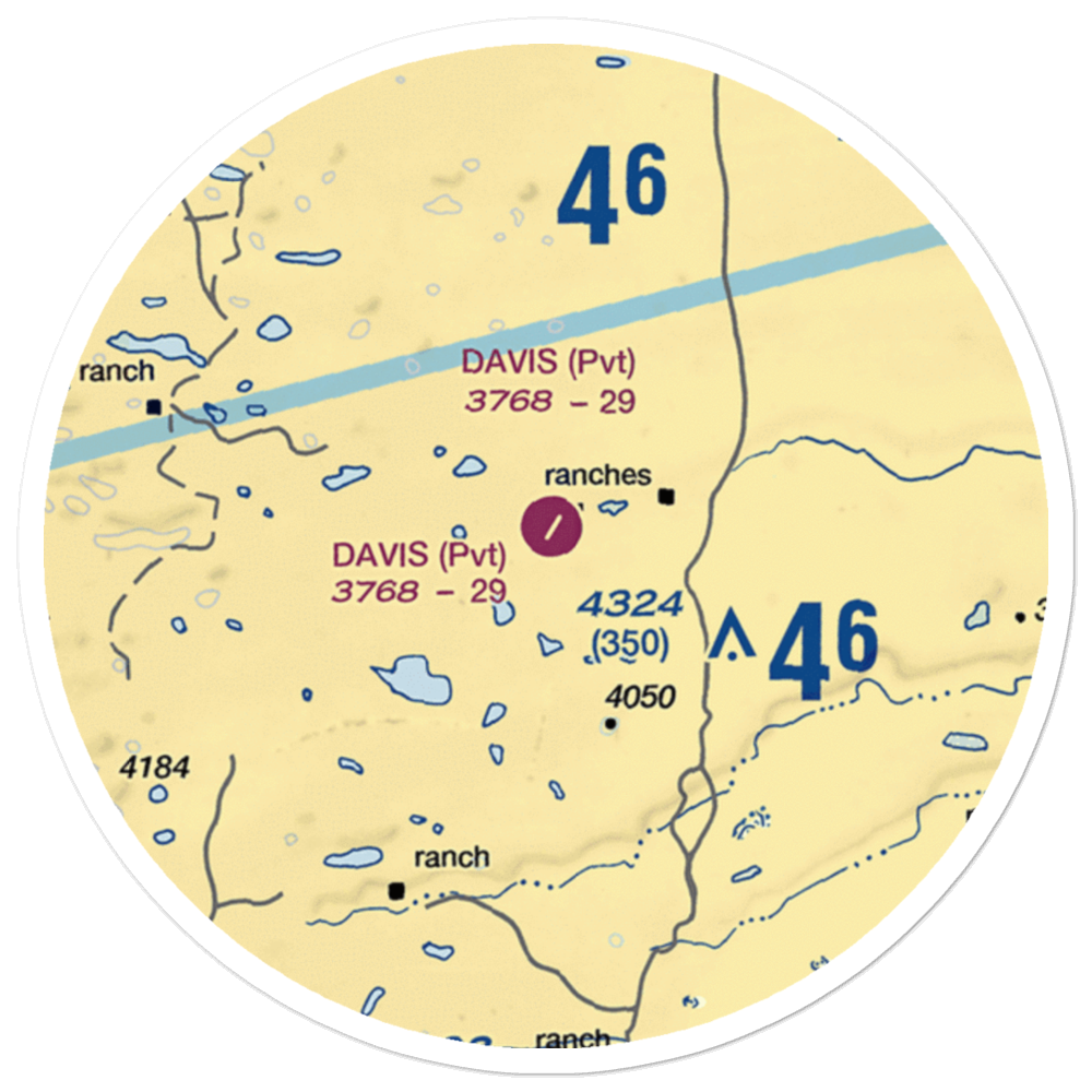 Davis Ranch Airport (9NE3) VFR Sectional Sticker (20 mile) 