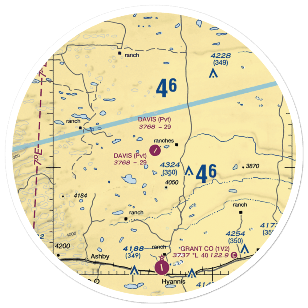 Davis Ranch Airport (9NE3) VFR Sectional Sticker (30 mile) 