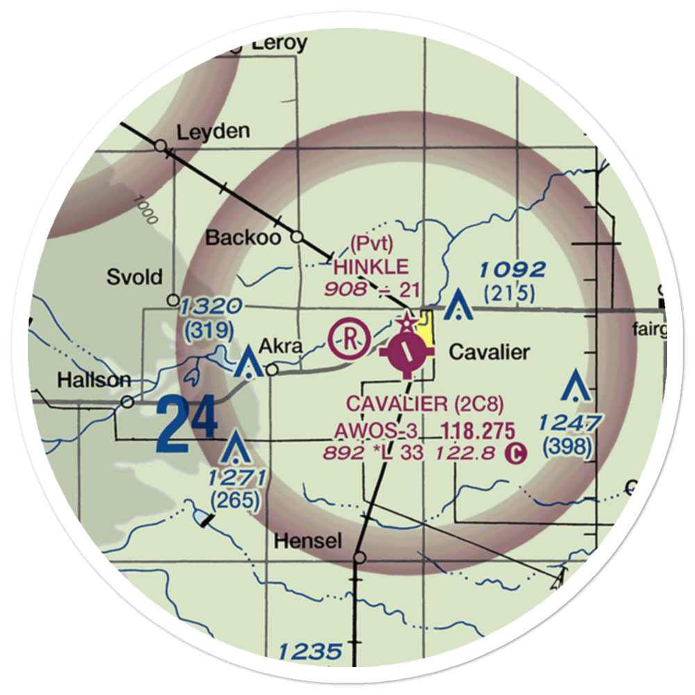 Hinkle Airport (9ND8) VFR Sectional Sticker (20 mile) 