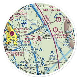 Willow Creek Airport (9NC7) VFR Sectional Sticker (20 mile)