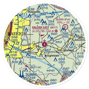 Raleigh East Airport (9NC0) VFR Sectional Sticker (20 mile)