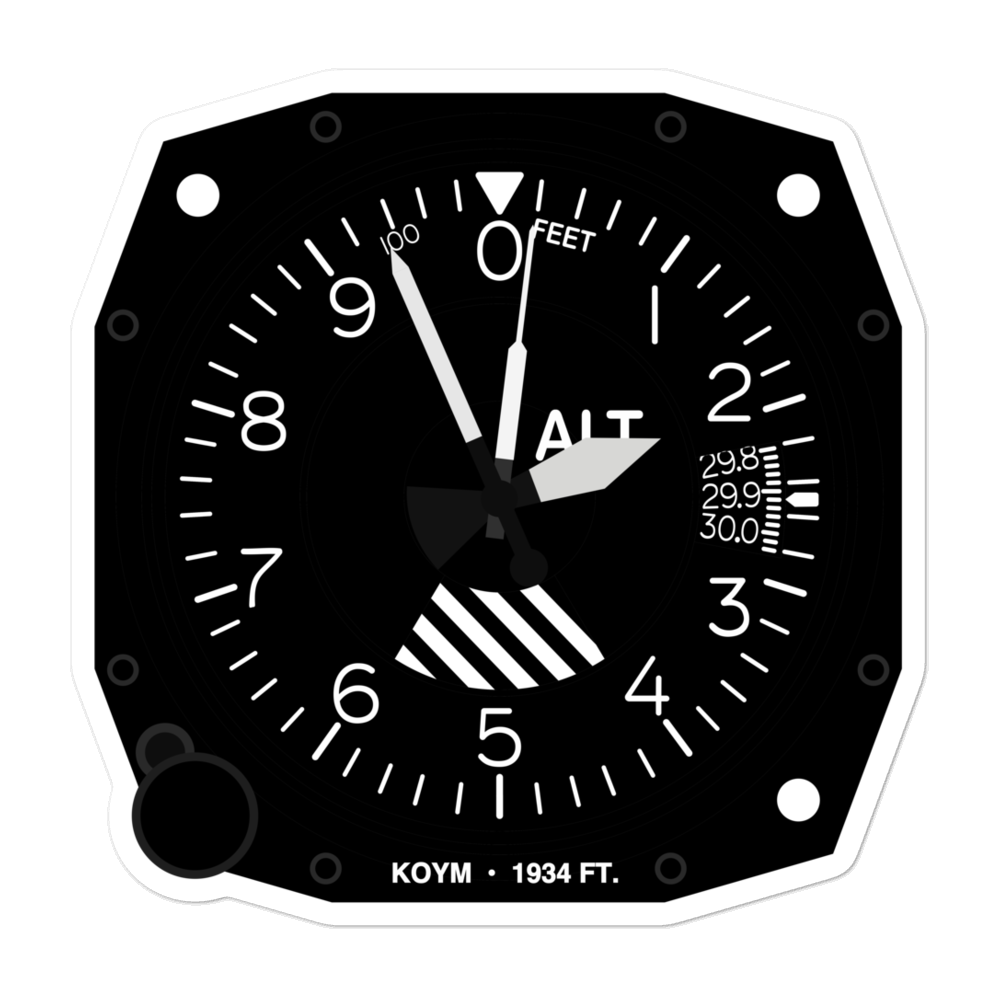 St Marys Municipal Airport (KOYM) Altimeter Stickers 