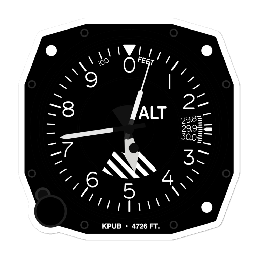 Pueblo Memorial Airport (KPUB) Altimeter Stickers 