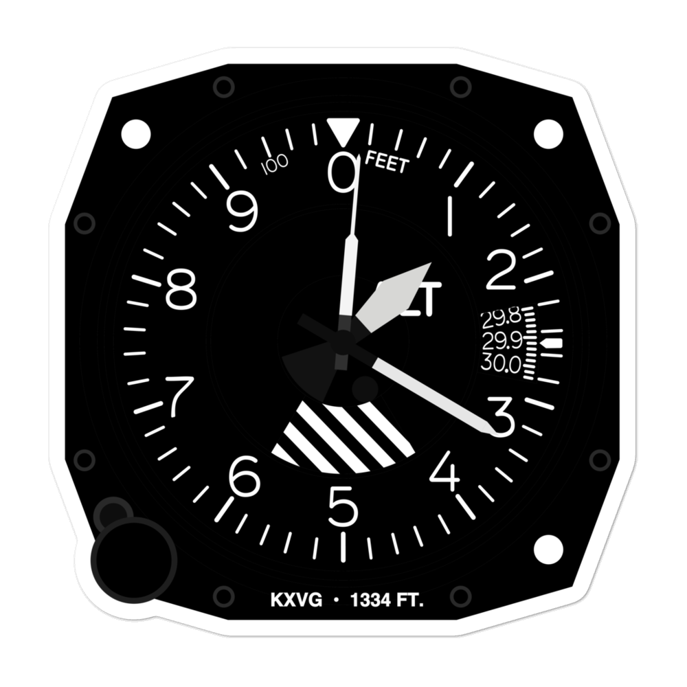 Longville Municipal Airport (KXVG) Altimeter Stickers 