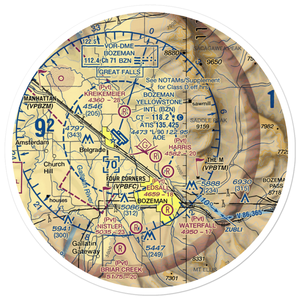 Monger Airport (9MT8) VFR Sectional Sticker (30 mile) 