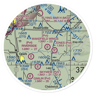 Wakefield Wings Airport (9MO5) VFR Sectional Sticker (20 mile)