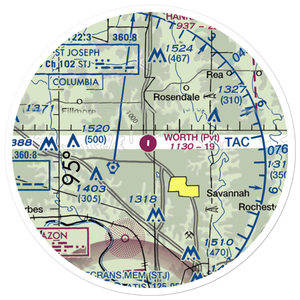 Worth Airport (9MO4) VFR Sectional Sticker (20 mile)