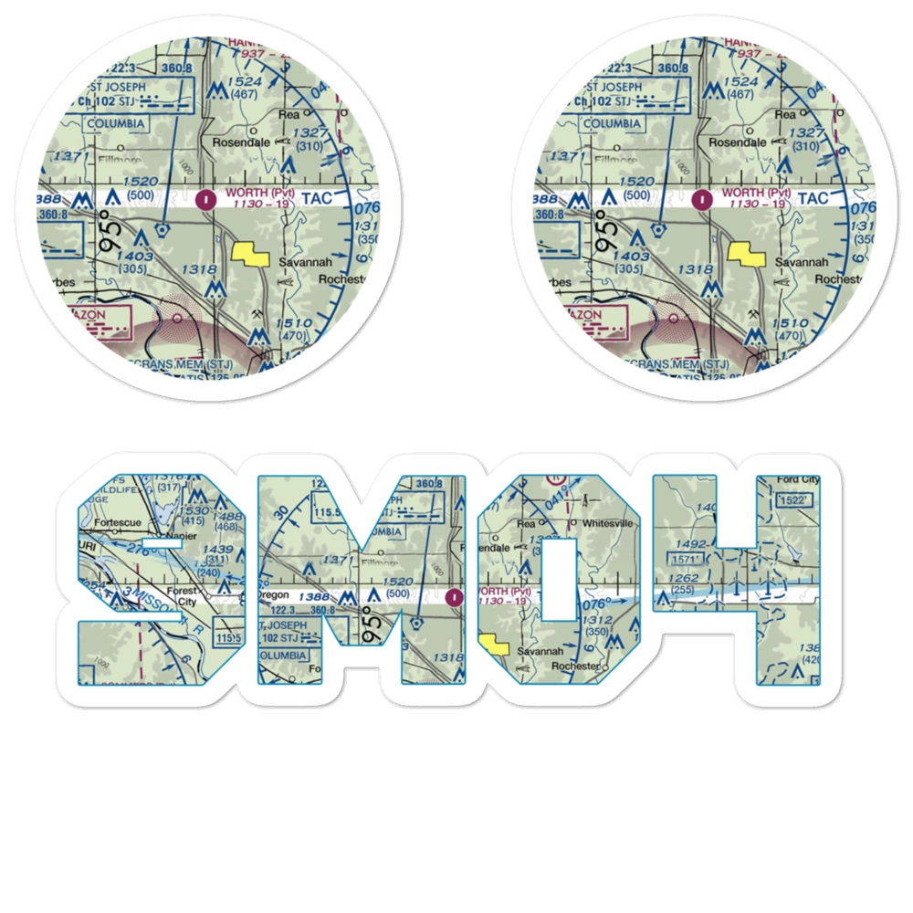 Worth Airport (9MO4) VFR Sectional Sticker Pack 