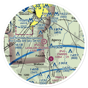 Lawlor-Justus Airport (9MO3) VFR Sectional Sticker (20 mile)