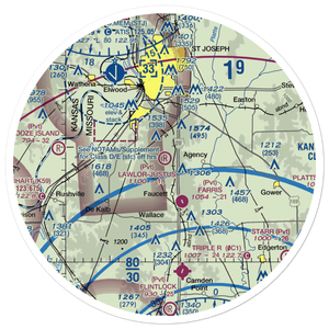 Lawlor-Justus Airport (9MO3) VFR Sectional Sticker (30 mile)