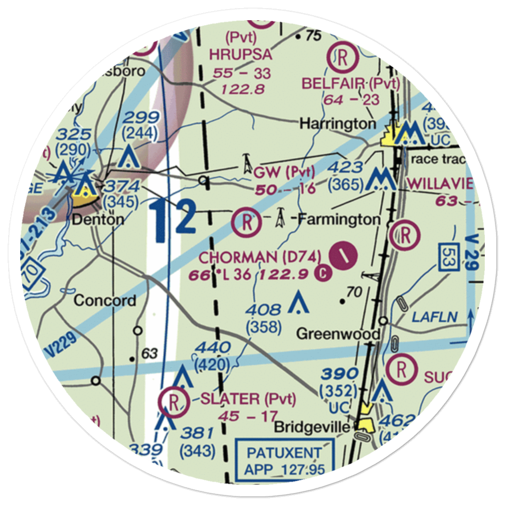 G W Farm Airport (9MD9) VFR Sectional Sticker (20 mile) 