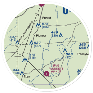 Bayou Meadows Airport (9LS1) VFR Sectional Sticker (20 mile)