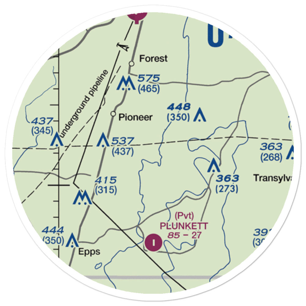 Bayou Meadows Airport (9LS1) VFR Sectional Sticker (20 mile) 