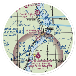 Villiger Restricted Landing Area (9IL0) VFR Sectional Sticker (20 mile)
