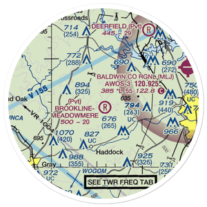 Brookline - Meadowmere Airport (9GA6) VFR Sectional Sticker (20 mile)