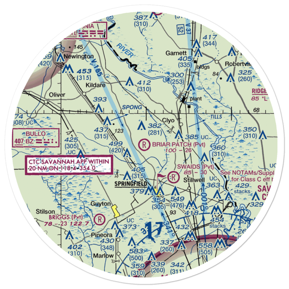 Briar Patch Airport (9GA1) VFR Sectional Sticker (30 mile) 