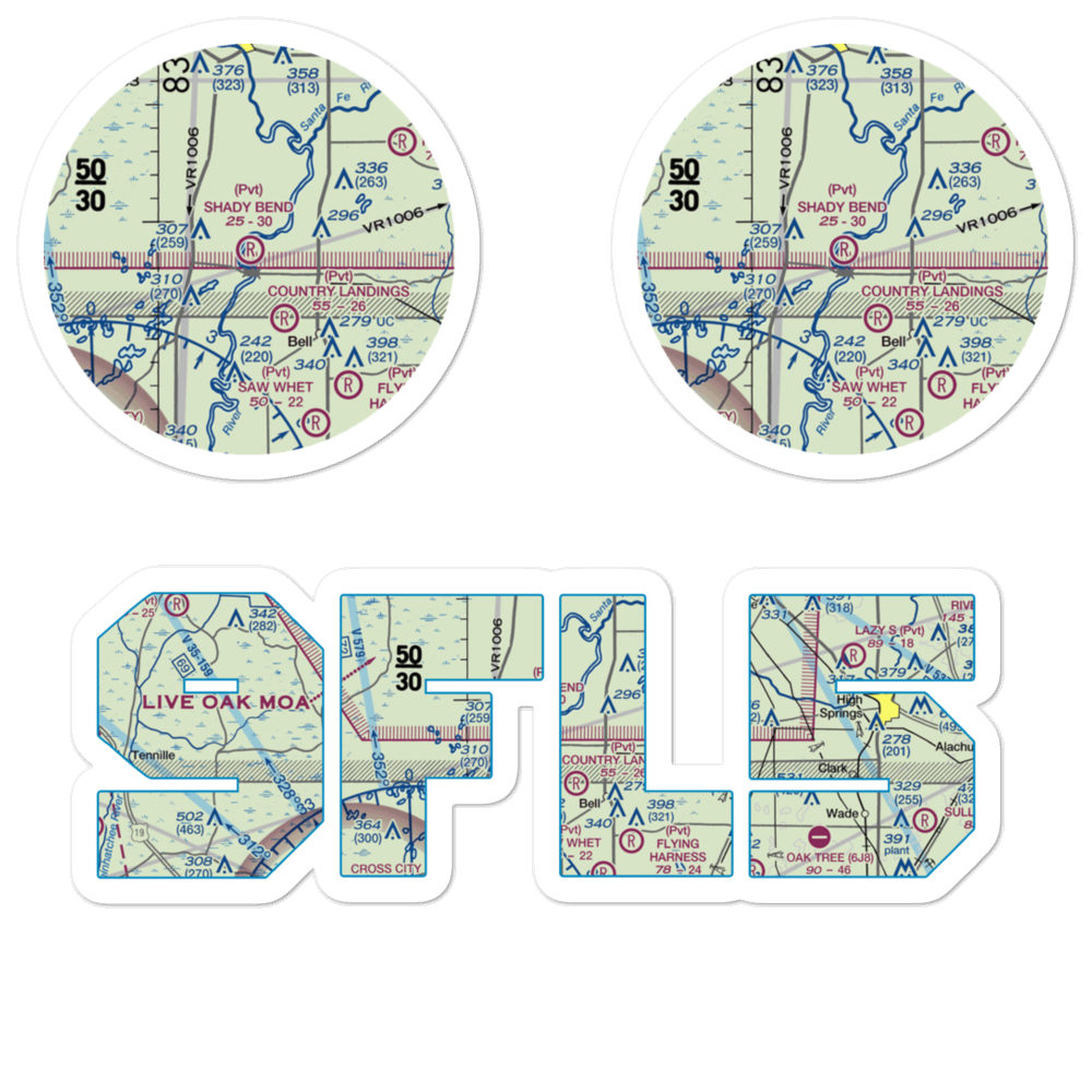 Shady Bend Airport (9FL5) VFR Sectional Sticker Pack 