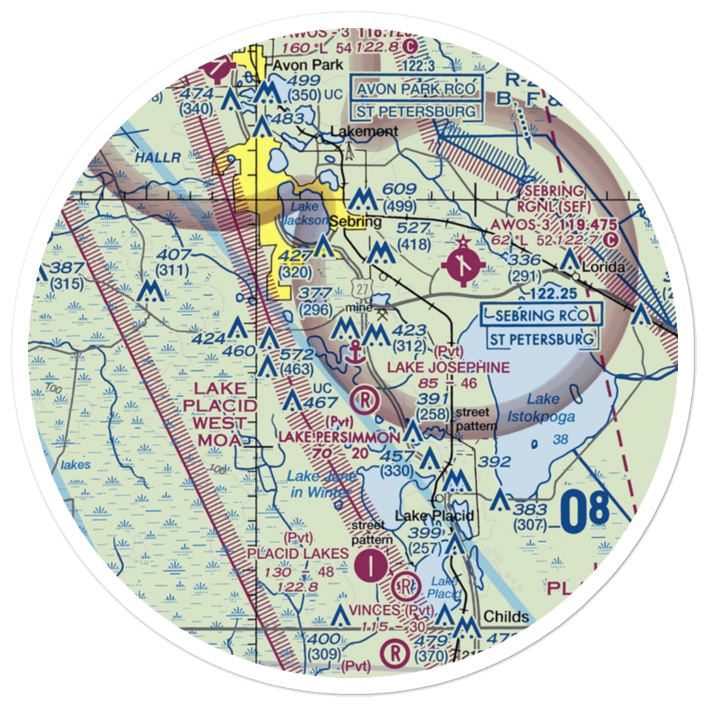 Lake Josephine Seaplane Base (9FL3) VFR Sectional Sticker (30 mile) 
