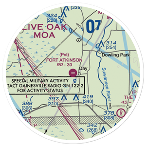 Fort Atkinson Plantation Airpark (9FD7) VFR Sectional Sticker (20 mile)