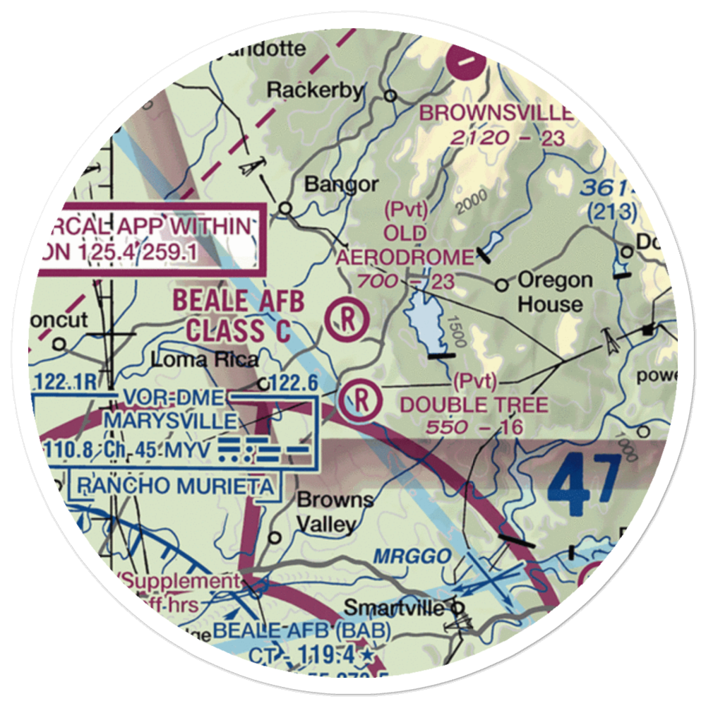Old Aerodrome (9CL7) VFR Sectional Sticker (20 mile) 