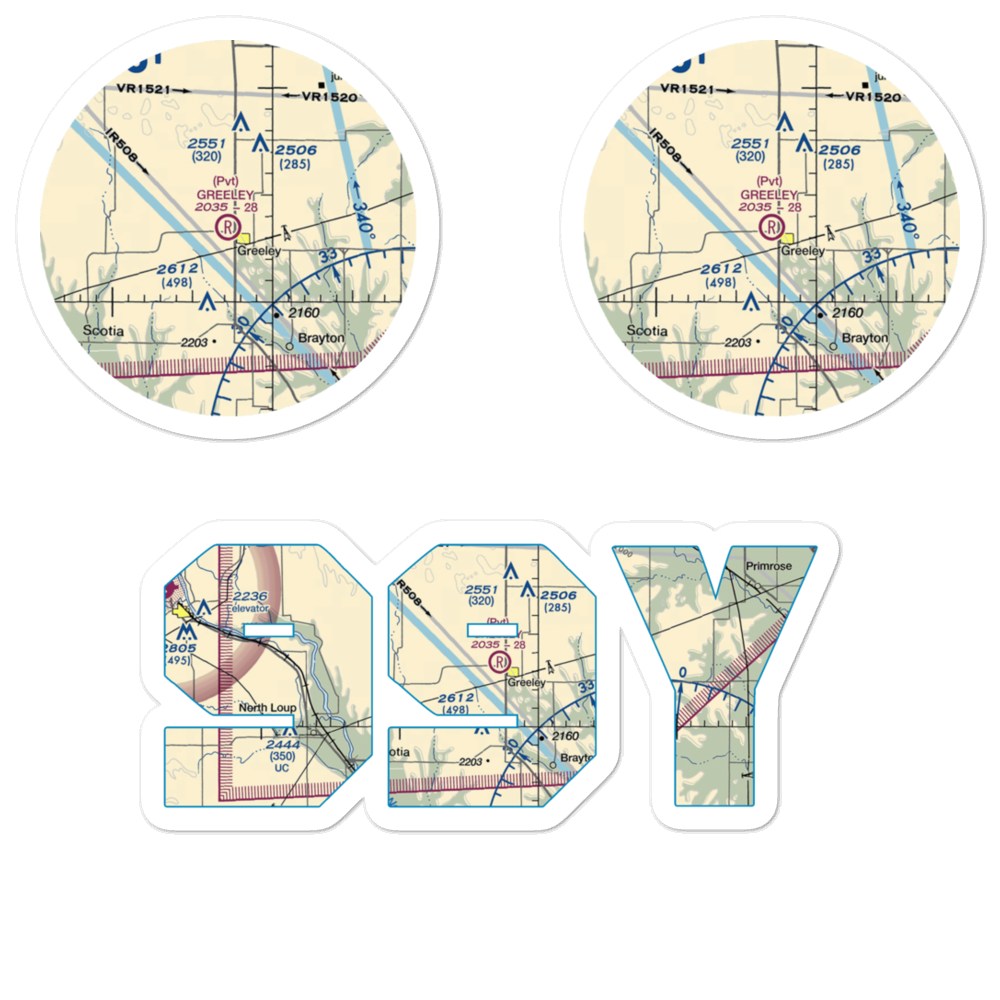 Greeley Municipal Airport (NE46) VFR Sectional Sticker Pack 