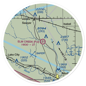 Elm Creek Farms Airport (99KS) VFR Sectional Sticker (20 mile)