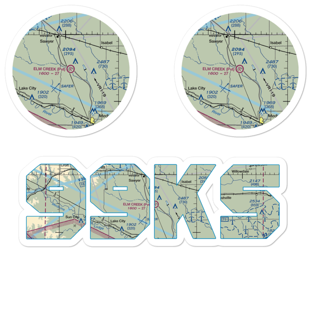 Elm Creek Farms Airport (99KS) VFR Sectional Sticker Pack 