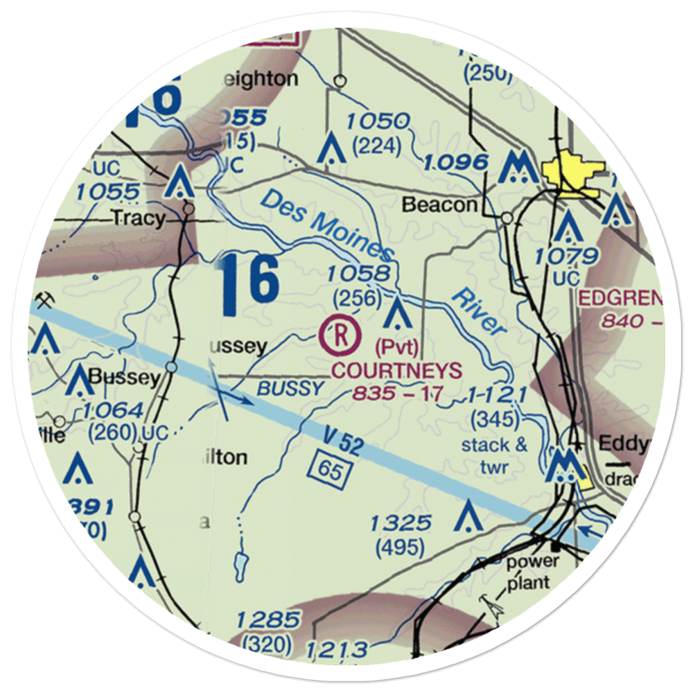 Courtney's Landing Airport (99IA) VFR Sectional Sticker (20 mile) 