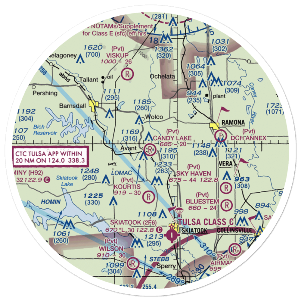 Candy Lake Estate Airport (98OK) VFR Sectional Sticker (30 mile) 
