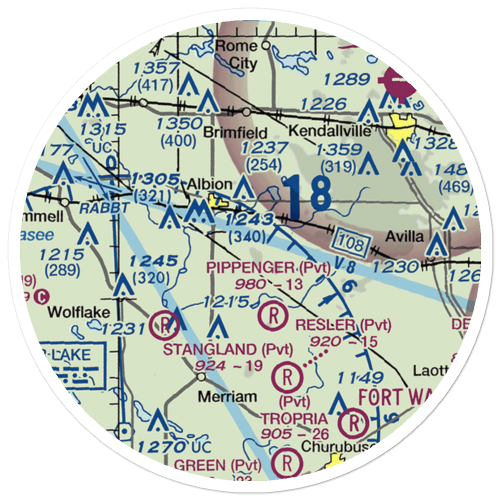 B & V Flying Ranch Airport (98IN) VFR Sectional Sticker (20 mile) 