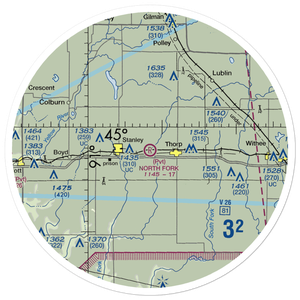 North Fork Airport (97WI) VFR Sectional Sticker (30 mile)