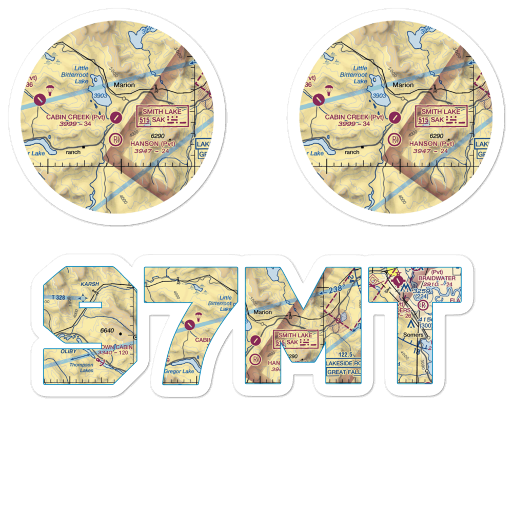 Cabin Creek Landing Airport (97MT) VFR Sectional Sticker Pack 