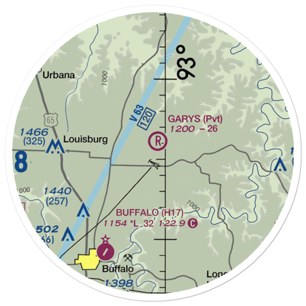 Gary's Airport (97MO) VFR Sectional Sticker (20 mile) 