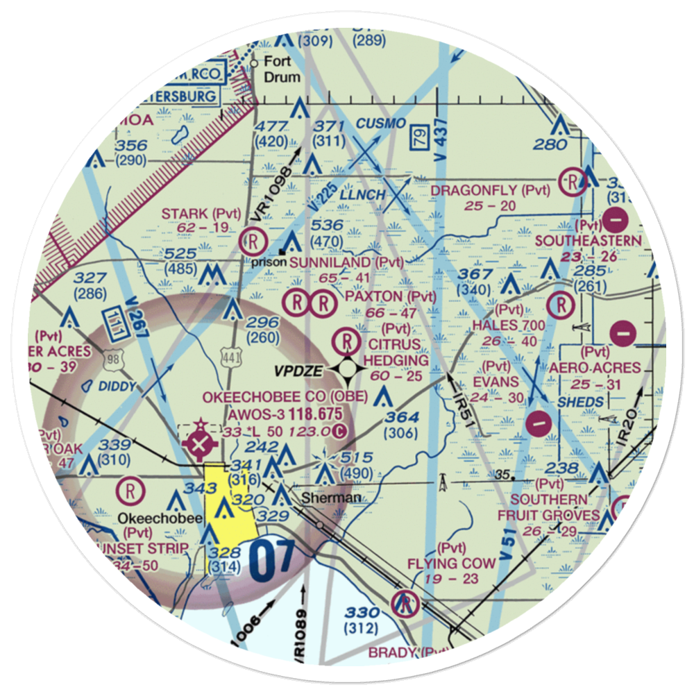 Citrus Hedging Ranch Airport (96FD) VFR Sectional Sticker (30 mile) 