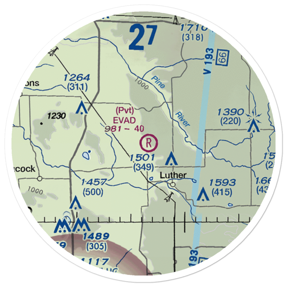 Evad Enterprises LLC Airport (95MI) VFR Sectional Sticker (20 mile) 