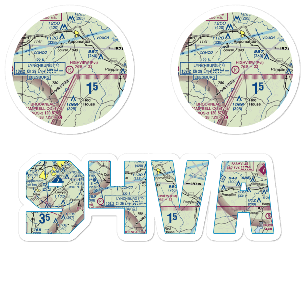 Highview Farms Airport (94VA) VFR Sectional Sticker Pack 
