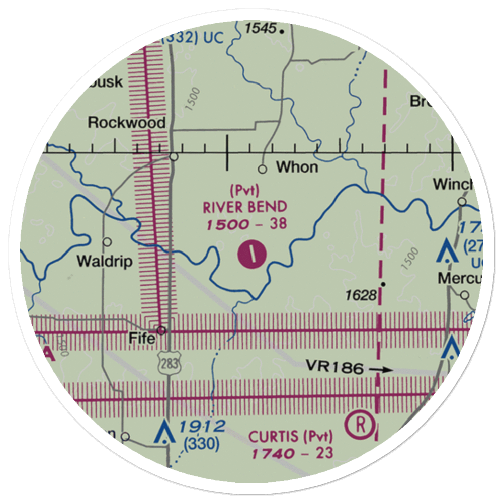 River Bend Ranch Airport (94TX) VFR Sectional Sticker (20 mile) 