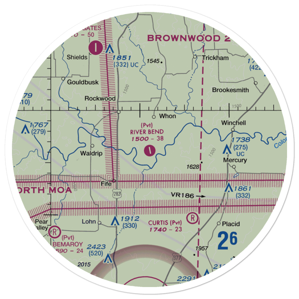 River Bend Ranch Airport (94TX) VFR Sectional Sticker (30 mile) 